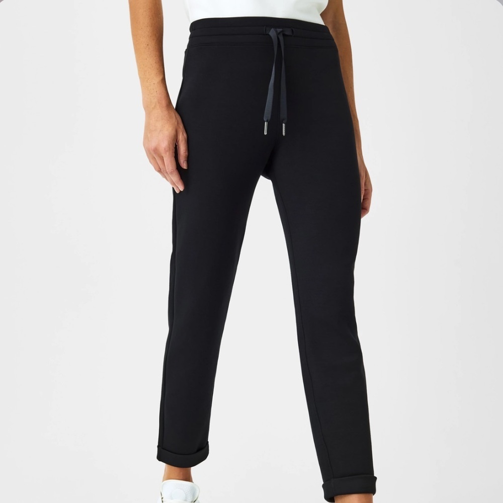 Spanx Womens Black Air Essentials Tapered Drawstring Pants 3x
